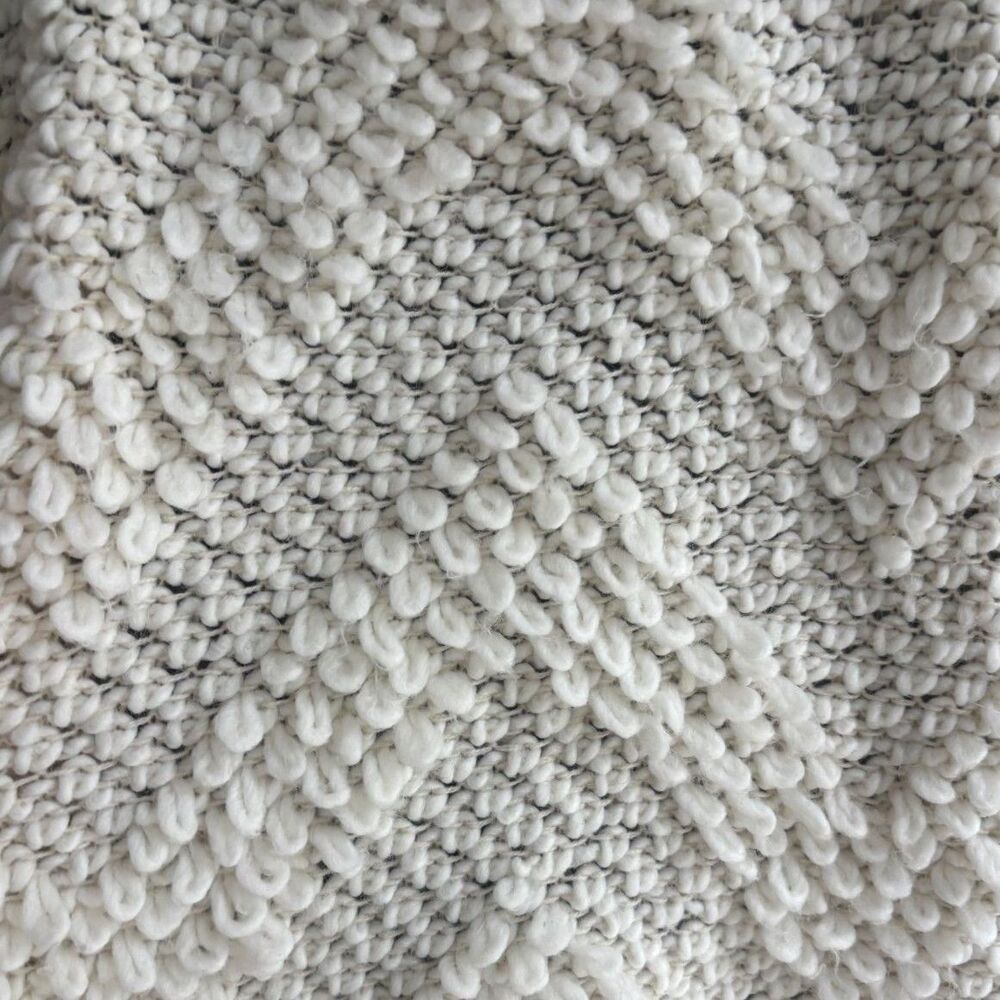 Lou & Grey Cream Textured Popcorn Chevron Knit Short Sleeve Sweater Size Medium - Picture 3 of 7